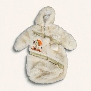 Vintage Kiddies Togs 70s Faux Fur Baby Snowsuit, Cream Color, Size 9m